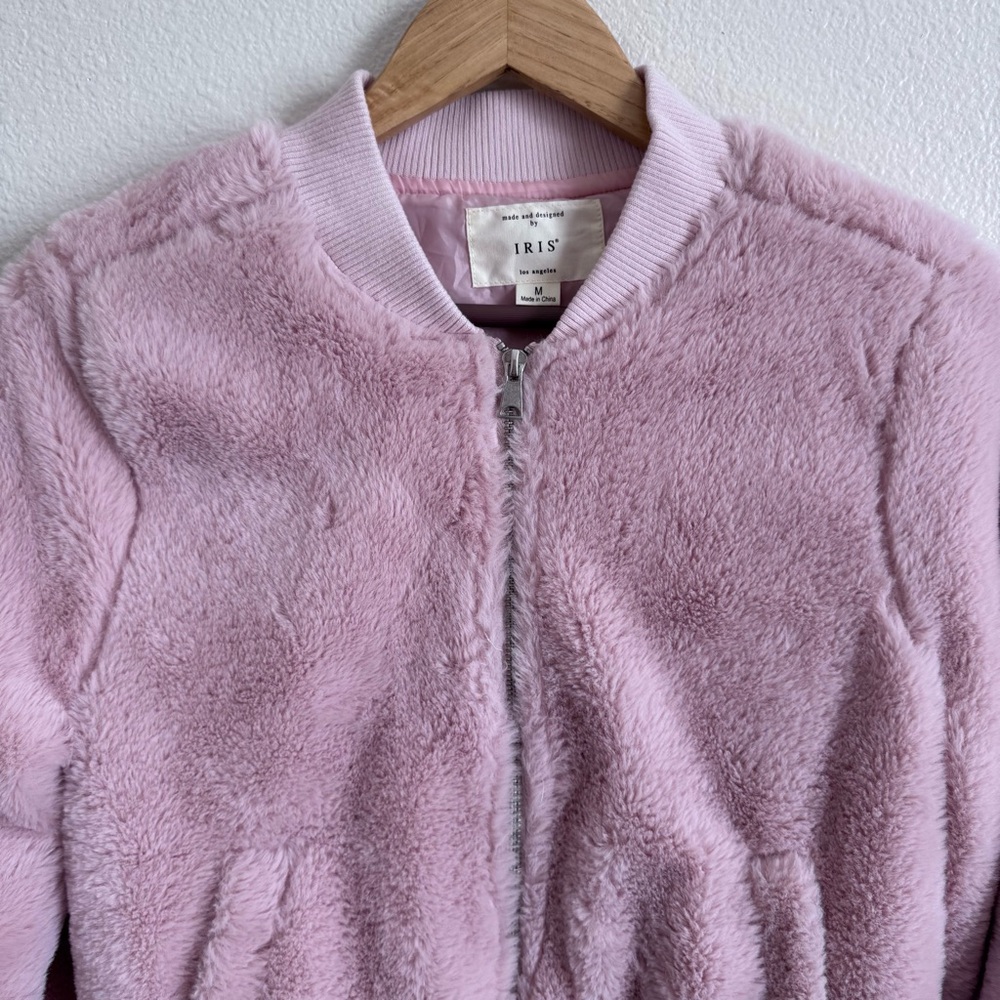 Women’s Pink Teddy Zip Jacket Size Medium - Picture 4 of 5